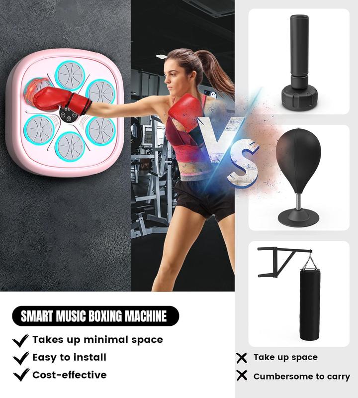 Music Boxing Machine with Boxing Gloves, Wall Mounted Smart Bluetooth Music Boxing Trainer, Electronic Boxing Target Workout Punching Equipment for Home, Indoor and Gym smart bluetooth lead electronic