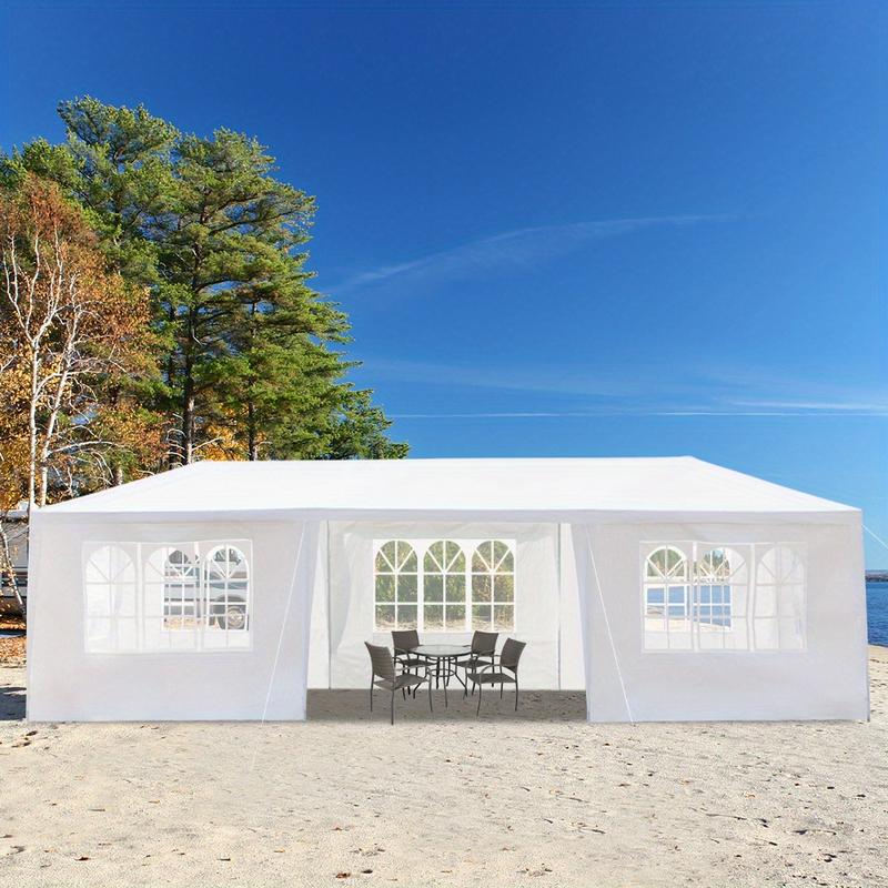 10x30ft Heavy Duty Outdoor Waterproof Canopy Patio Wedding Pavilion Photography Festival Event Party Tent with 7 Removable Side Walls,, White, 40 lbs Strong Iron Frame Material, PE Fabric Spiral Pipe Pergola