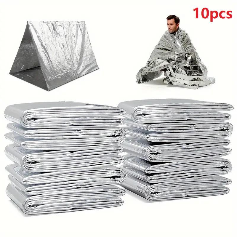 Outdoor Thermal Blanket, 10pcs Outdoor Windproof Warm Keeping Blanket, Lightweight Portable Bedding for Camping, Hiking, Climbing