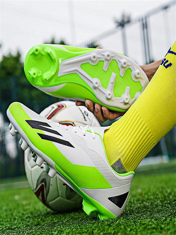 Men's Colorblock Lace Up Soccer Shoes, Casual Comfortable Breathable High Top Football Shoes, Football Cleats for All Seasons