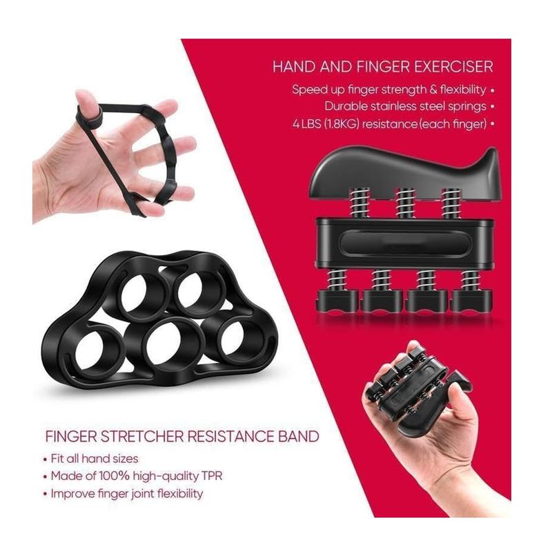 Hand Grip Strengthener Workout Kit,5Pack, Adjustable Resistance Grips and Stress Balls, Black