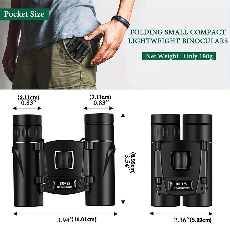 900x25 High Power HD Night Vision Binoculars, Portable Travel 50000M Long Range Folding Mini Binoculars, Outdoor Hunting Camping Binoculars