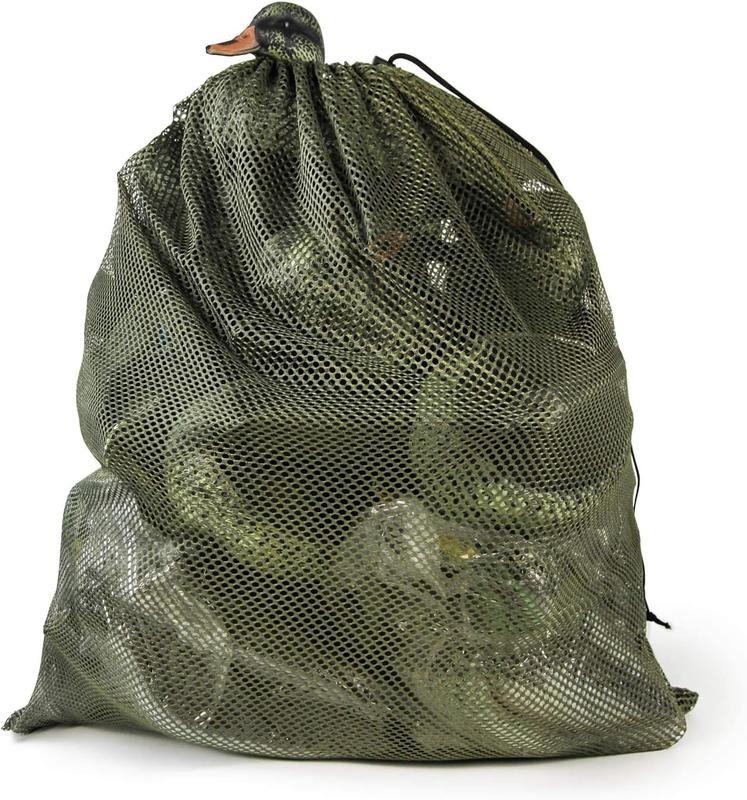 Mesh Decoy Bags, Green Camo Duck Decoy Bag for Goose Turkey Waterfowl Pigeon, Light Weight Carrying Storage Backpack for Hunting