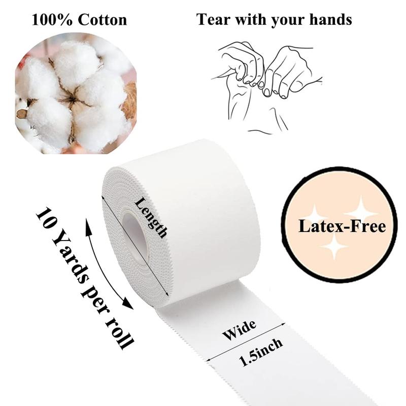 Athletic Tape,5 Pack White Sports Tape, Very Strong No Sticky Residue Wrist Tape for Gymnastics Boxing Lacrosse Climbing Injuries Medical (1.5 Inches)