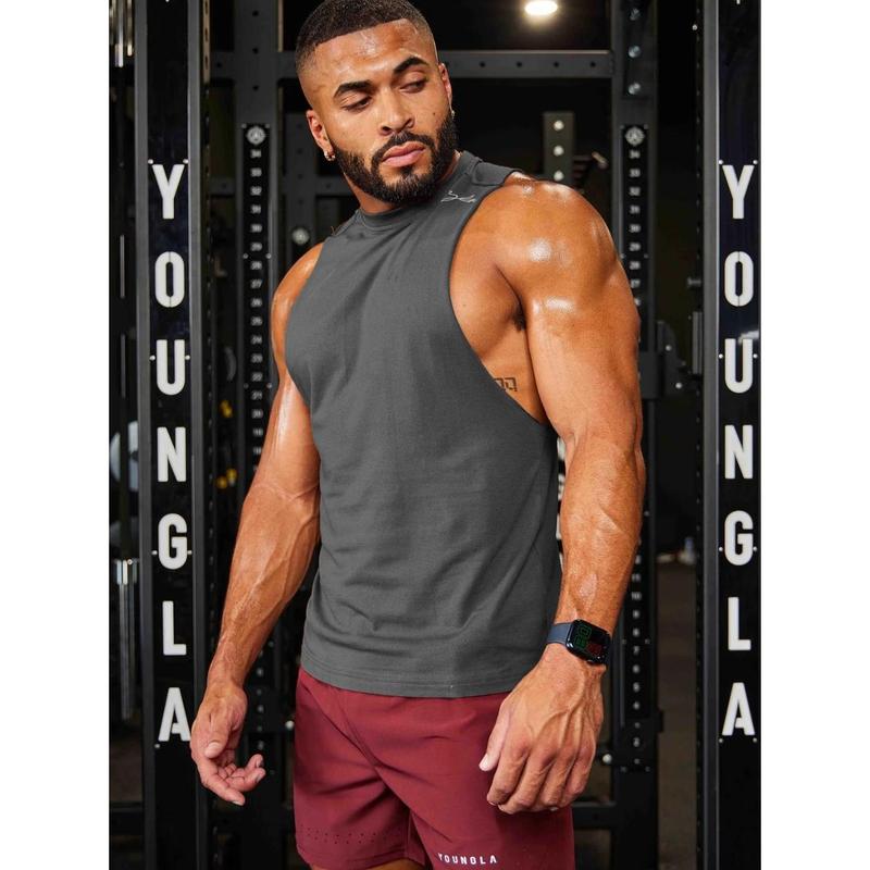 Youngla Men's Vest Cotton round Neck Printed Sleeveless T-shirt Muscle Sports Fitness Vest Top