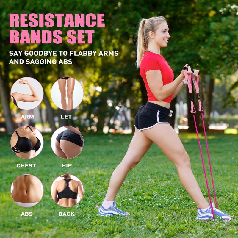 Exercise Bands with Handles for Working Out, Fitness Bands for Women, Workout Equipment Home Gym, Training Bands with Door Anchor, Legs Ankle Straps, Shape Body, Physical Therapy Best Christmas Gifts for Women