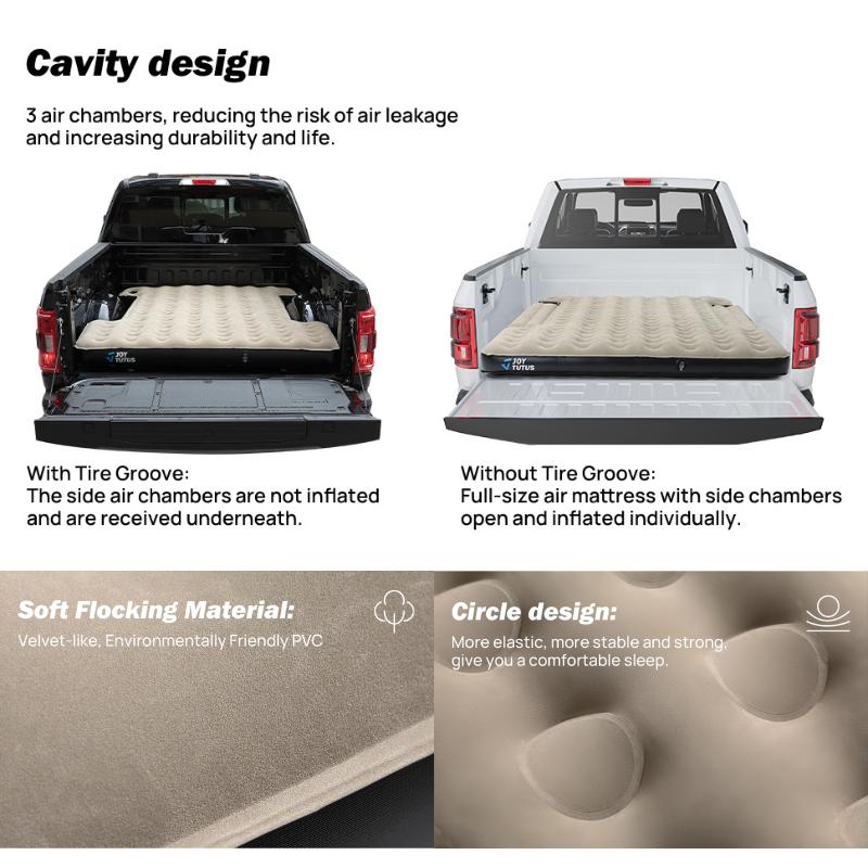 JOYTUTUS Truck Bed Mattress for 5-5.8Ft 6.5Ft, for Outdoor Camping, Truck Tent Accessories with Carry Bag&Cup Holder&Cavity Design,Truck Accessories