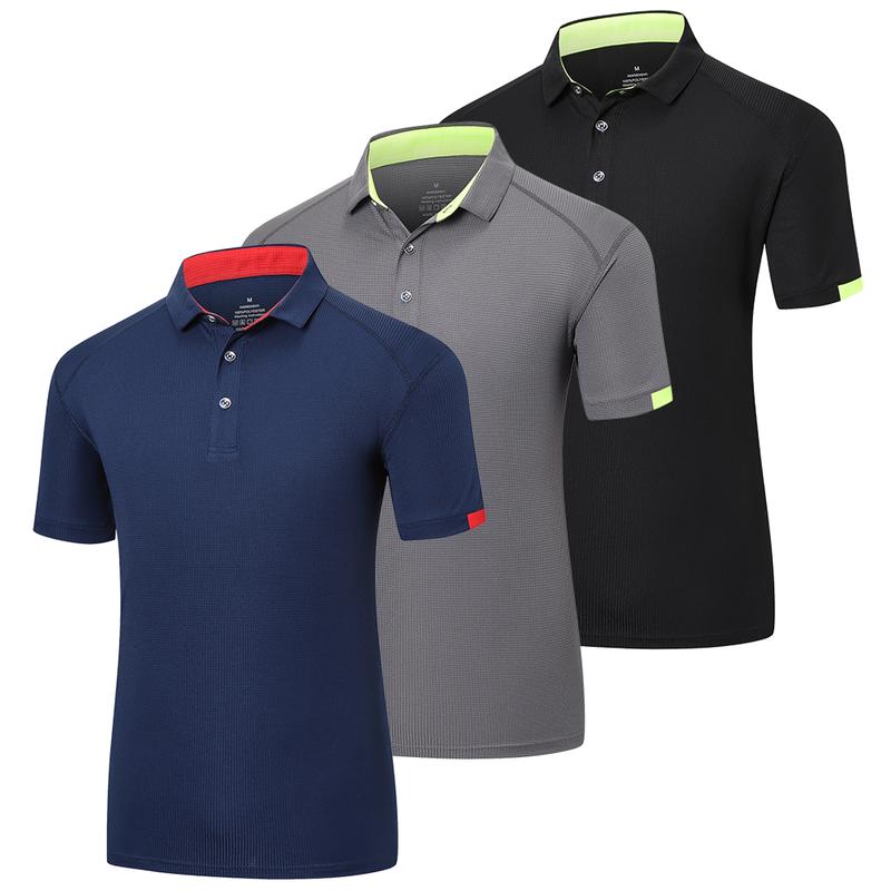 3 Pack Men's Polo Shirts Short Sleeve Breathable Golf Polo Shirts Men's Running Sports T-Shirts