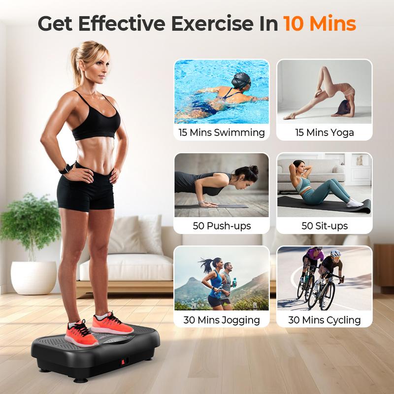 RELIFE REBUILD YOUR LIFE Vibration Plate with 6 Lighting Effects Fitness Vibration Platform Exercise Machine with Loop Bands for Whole Body Workout