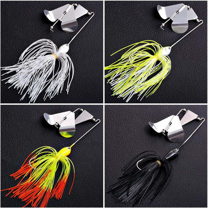 Sougayilang 4Pcs Fishing Lures Buzzbait Spinnerbait Jigs Lure for Bass Pike Fishing