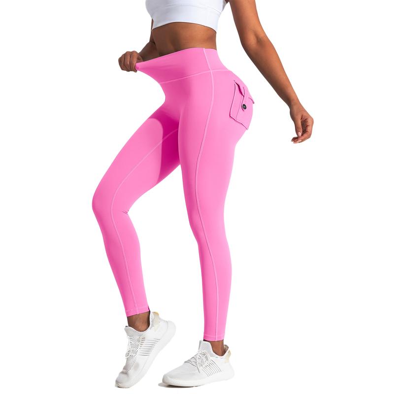 Women's Workout Leggings with Pockets, High Waist and V-Cross Back Butt Lifting for Gym and Yoga