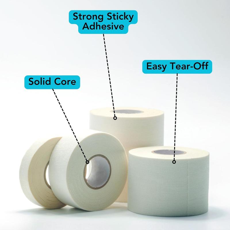 White Athletic Tape (4 Pack), Easy Tear Sports Tape, 1.5 x 24 Feet (8 Yards) Each Roll, Extra Strong, No Sticky Residue