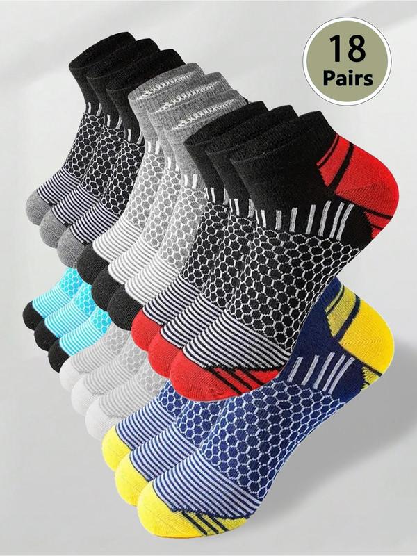 Men's Patchwork Honeycomb Print Ankle Socks, Summer Clothes, Breathable Comfortable Socks for Daily Wear, Athletic Running Socks for Men, Summer Wear 2024