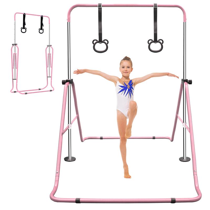 Multi-Functional Adjustable Height Children's Horizontal Gymnastic Bar With Bear Rings