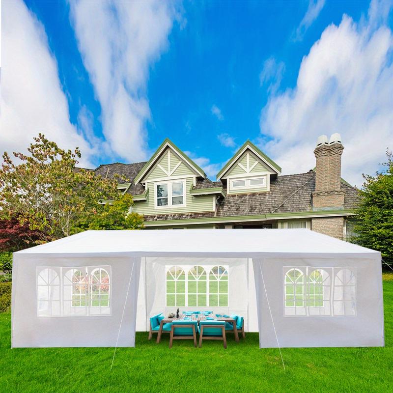 10x30ft Heavy Duty Outdoor Waterproof Canopy Patio Wedding Pavilion Photography Festival Event Party Tent with 7 Removable Side Walls,, White, 40 lbs Strong Iron Frame Material, PE Fabric Spiral Pipe Pergola