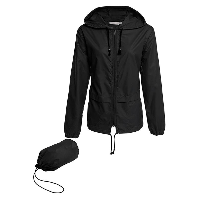 Women Raincoats Long Sleeve Hooded Windproof Cycling Hiking Rain Jacket Sportswear