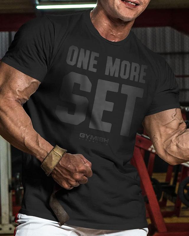 018. One More Set Funny Motivational Workout Gym T-Shirt for Men