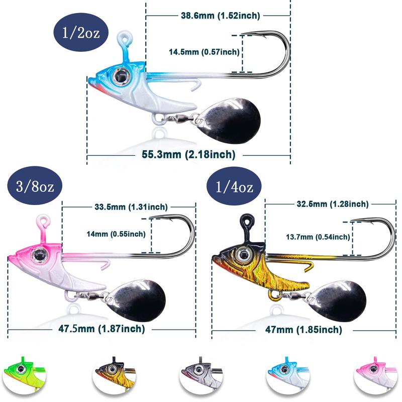 Fishing Lure with Storage Box, 5 Counts Mixed Color Fishing Jig Head Hook, Fishing Accessories for Saltwater Freshwater, Outdoor Fishing Gear