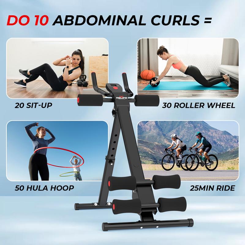 RELIFE REBUILD YOUR LIFE Abdominal Machine Ab Machine Exercise Equipment Foldable Waist Trainer Ab Cruncher for Home Gym Strength Training