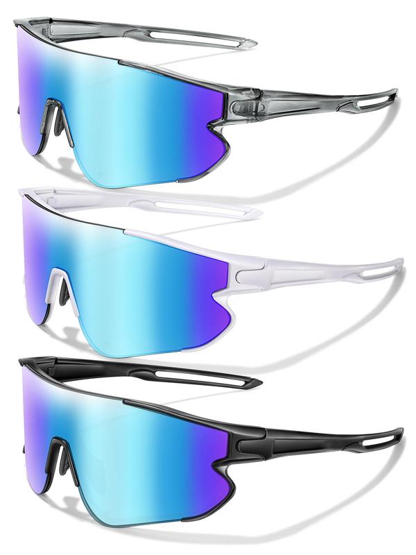 Unisex Sporty Sunglasses, 3 Pairs Outdoor Sports Cycling Hiking Running Sunglasses, Fashionable Sunglasses for Men & Women