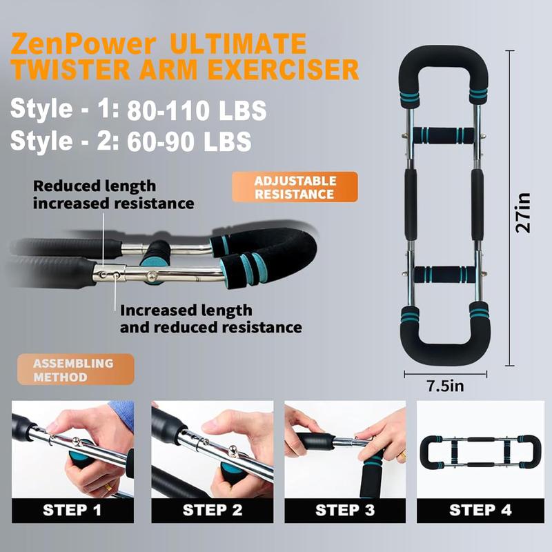 ZenPower The ultimate arm trainer. Adjustable chest expander, arm exerciser. Shoulder muscle training fitness equipment, upper body strength training machine. Portable spring resistance home fitness equipment.