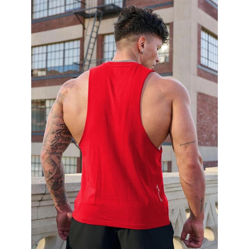 Youngla Men's Vest Cotton round Neck Printed Sleeveless T-shirt Muscle Sports Fitness Vest Top