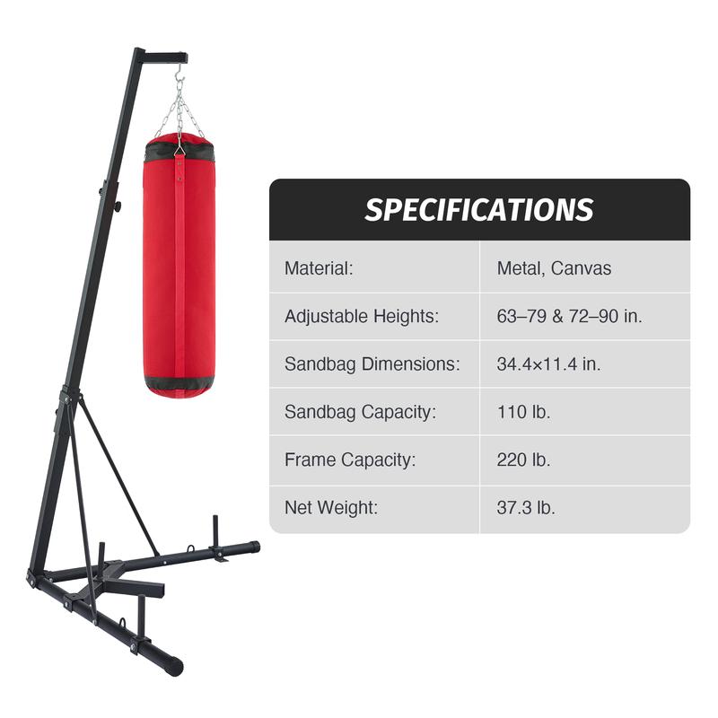 ZELUS Punching Bag Kit Heavy Duty Bag Stand and Sandbag for Home Gym 220lb Max