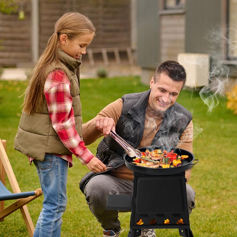 Wood Burning Camp Stove, Portable Cast Iron Camping Wood Stove, Black Woodstove with Carrying Case for Backpacking Outdoor Cooking