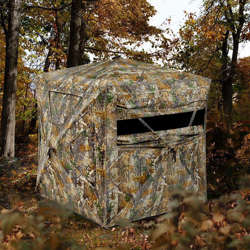 TideWe See Through Ground Blinds With Sliding Windows for Deer Hunting 2-3 Person Hunting Tent