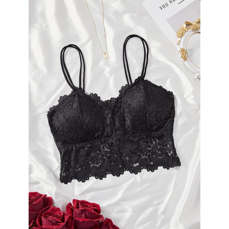 Sexy Floral Lace Cami Bra - Everyday Bras with Push-Up Support, Comfortable Wireless Design, Soft Lingerie for Women, Perfect Underwear for Daily Wear