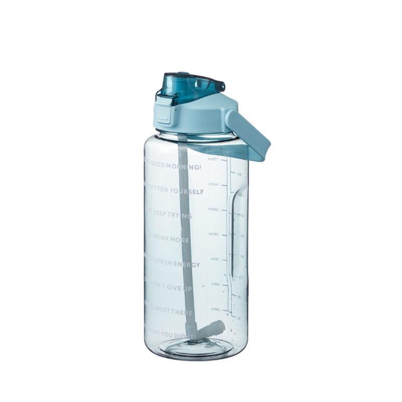 Sports Water Bottle, Large Capacity Straw Drinking Bottle with Time Marker, Ice Cold Water Tumbler, Summer Drinkware, Outdoor Sports Accessories