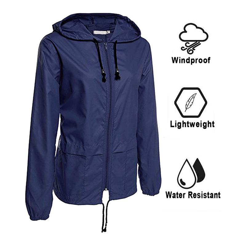 Women Raincoats Long Sleeve Hooded Windproof Cycling Hiking Rain Jacket Sportswear