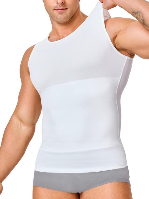 Men's Solid Compression Shapewear Tank Top, Breathable Comfortable Slimming Vest, Compression Shirt, Tummy Control Clothes for Men, Men Shapewear Top for All Seasons, Back To School Wear, Mens Clothing