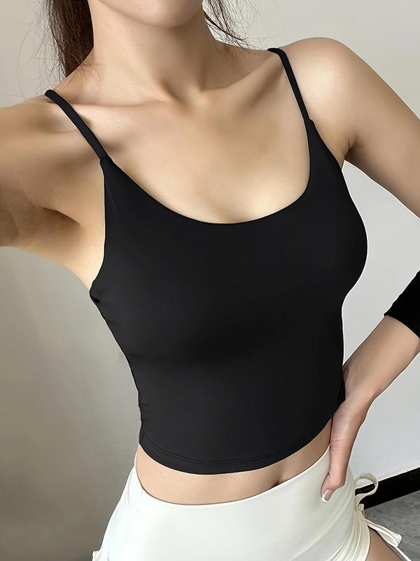 Women's Solid Backless Sports Vest, Casual Comfy Breathable Sports Cami Top for Yoga Gym Workout, Ladies Sportswear for All Seasons