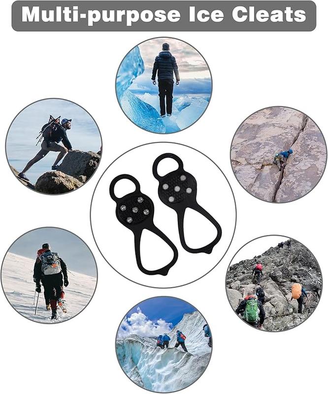 Product discount:2 Pairs Non Slip Gripper Spike Ice Traction Cleats Walk Traction Cleat Ice Snow Grips for Shoes, Boot with 5 Steel Studs Crampons