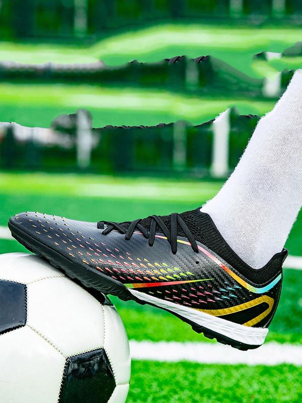 Men's Colorblock No-slip Soccer Shoes, Comfortable Breathable Lace Up Football Shoes for Match Practice, Summer Outfits, Training Shoes for All Seasons