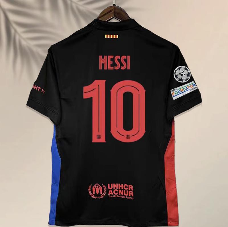 24-25 Season Barcelona Away Soccer jersey Men's Sports T-Shirt Yamal and No.10 MessiJersey Customized Name and Number Pro Soccer croatia  jersey