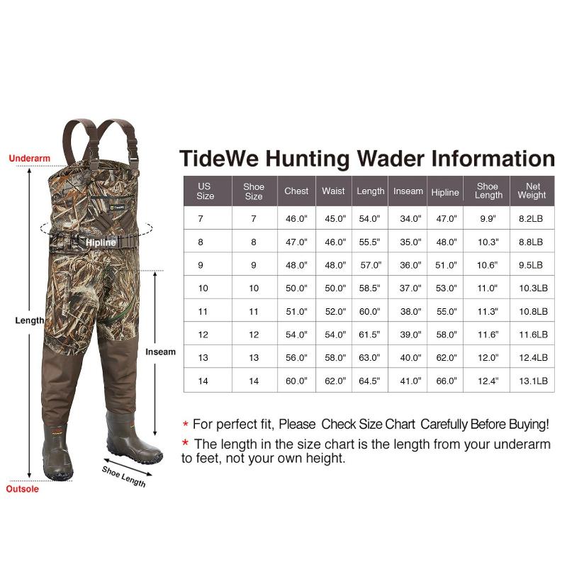 Breathable Hunting Waders Heated 600G 1200G Insulation with Removable Insulated Liner & Battery Pack（Depends on the name of the size））