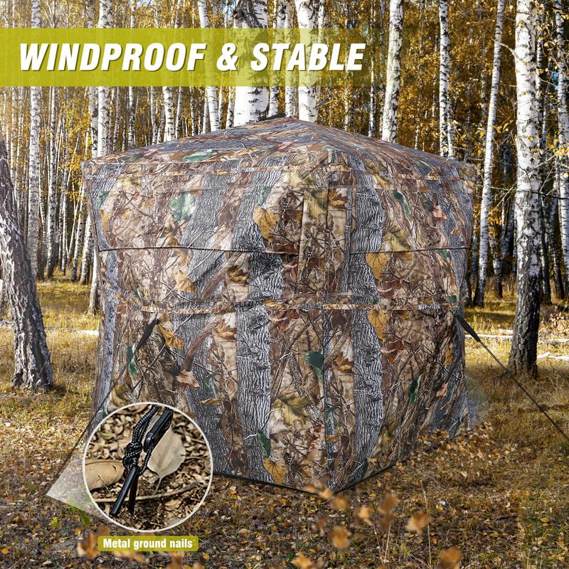 Hunting Blind 270° 360° See Through Ground Blinds with Silent Windows Carry Bag, Two Size Option Portable Hunting Tent for Deer Duck Turkey