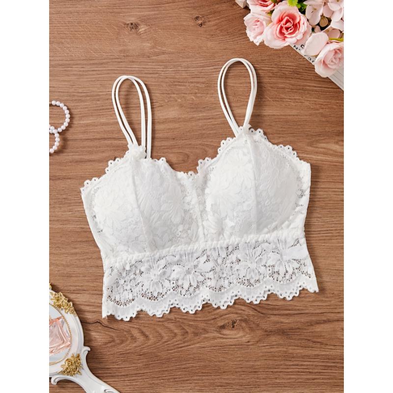 Sexy Floral Lace Cami Bra - Everyday Bras with Push-Up Support, Comfortable Wireless Design, Soft Lingerie for Women, Perfect Underwear for Daily Wear