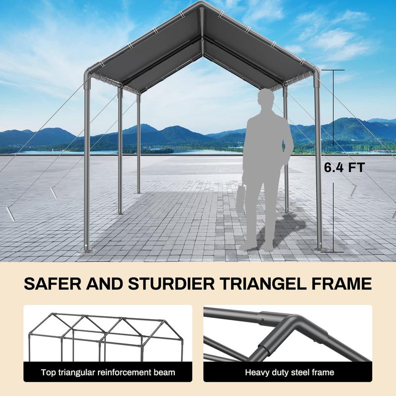 Outdoor Carport 10x20ft Heavy Duty Car Tent, Portable Garage Canopy Storage Shed, Car Shelter, All-Season Tarp Tent for Car, Party patio cover