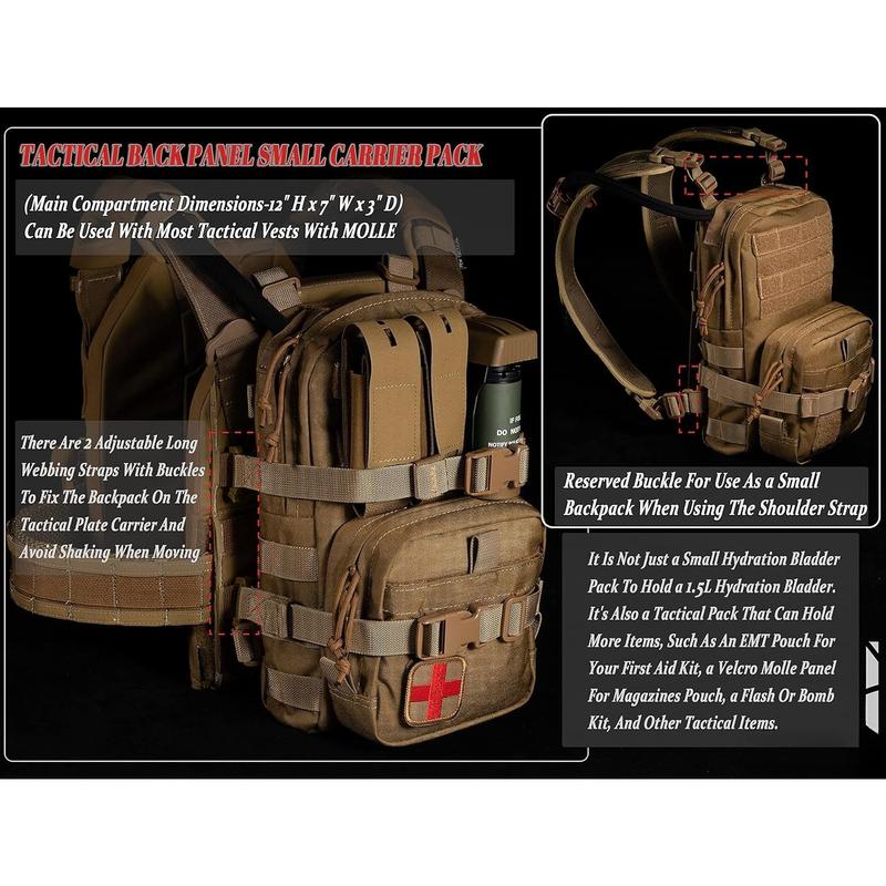 Tactical Small MOLLE Hydration Pack Outdoor Water Bladder Carrier Pack for Vest Backpack