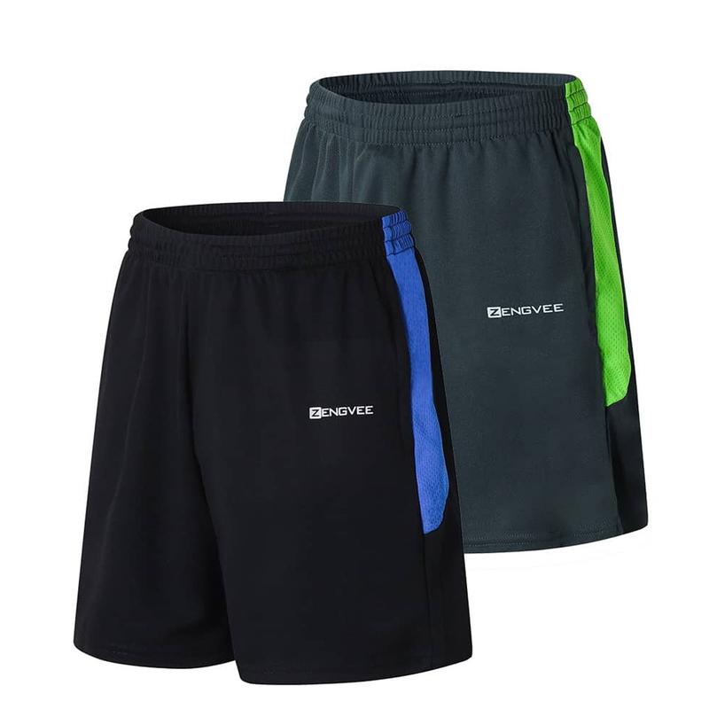 2 Pack Men's Running Shorts Gym Athletic Shorts with Zip Pockets Quick Dry Workout Sports Shorts for suitness,Jogger,Trainning