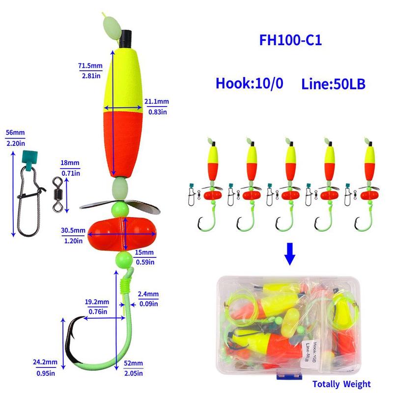 Catfish Rigs, 5 Counts set Catfish Float Rigs, Catfishing Tackle, Portable Fishing Hook, Outdoor Fishing Accessories for Fishing Enthusiasts