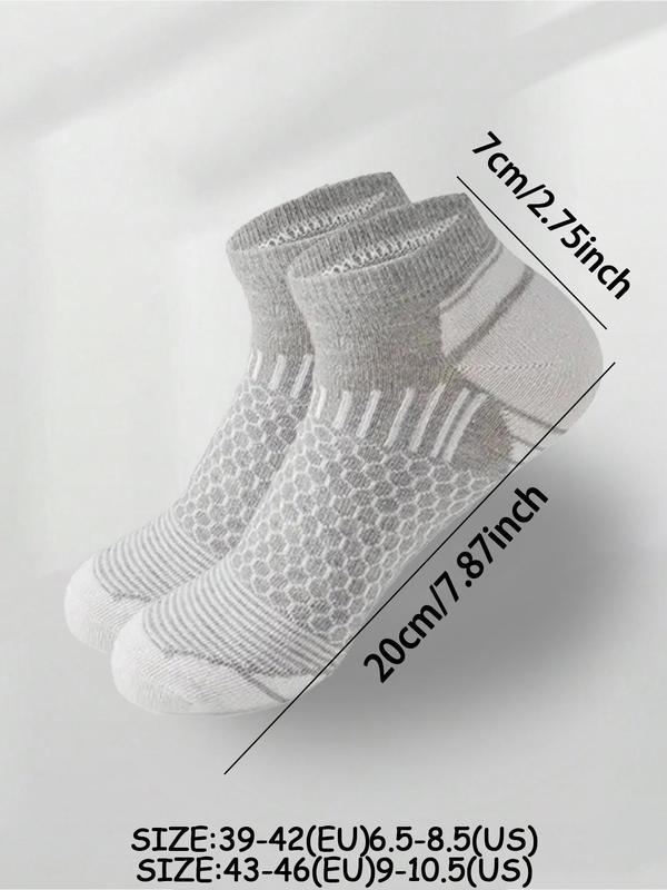 Men's Patchwork Honeycomb Print Ankle Socks, Summer Clothes, Breathable Comfortable Socks for Daily Wear, Athletic Running Socks for Men, Summer Wear 2024