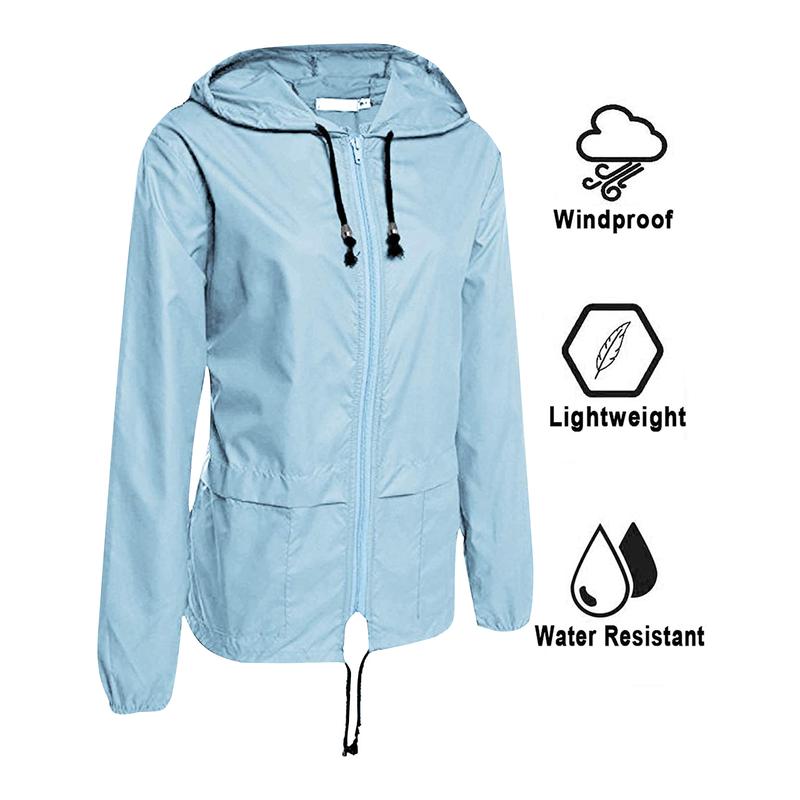 Women Raincoats Long Sleeve Hooded Windproof Cycling Hiking Rain Jacket Sportswear