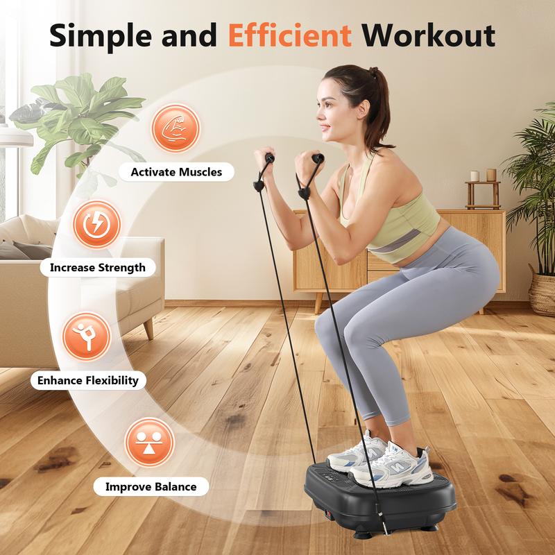 FEIERDUN Vibration Exercise Machine, Power Waver Vibration Plate Platform for Lymphatic Drainage Whole Body ,with 2 Resistance Bands, 120 Levels