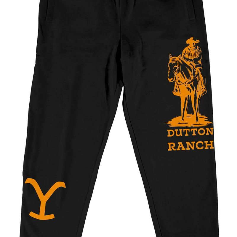 Yellowstone Cowboy Dutton Ranch Graphic Unisex Adult Black Jogger Pants, Y2K Streetwear Graphic Sweapants for Men and Women, Retro Coors Rodeo Fan Gift