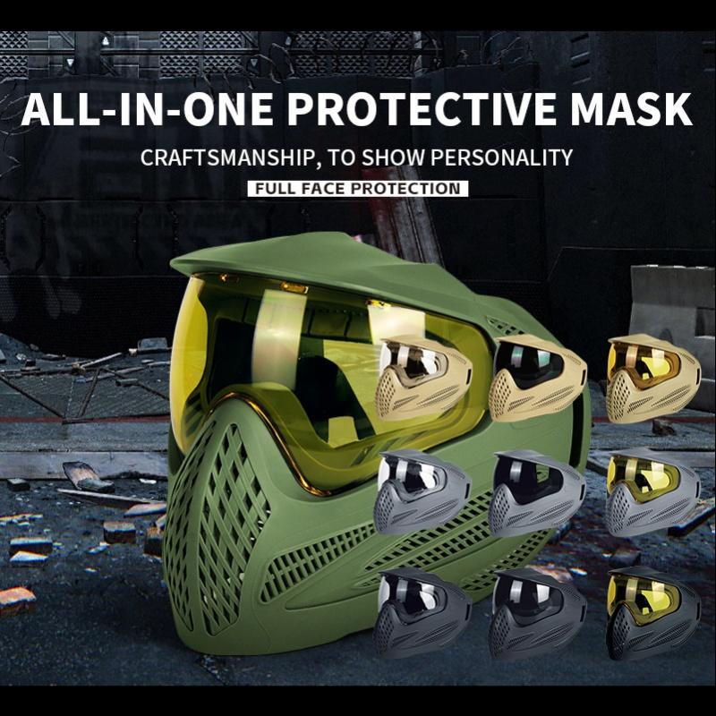 Full Face Protective Mask, High Clearance Enhanced Lens Mask, Breathable Sponge Mask for Outdoor Real CS Dance Party Movie Props Outdoor Cycling Tactical Competition Survival Game