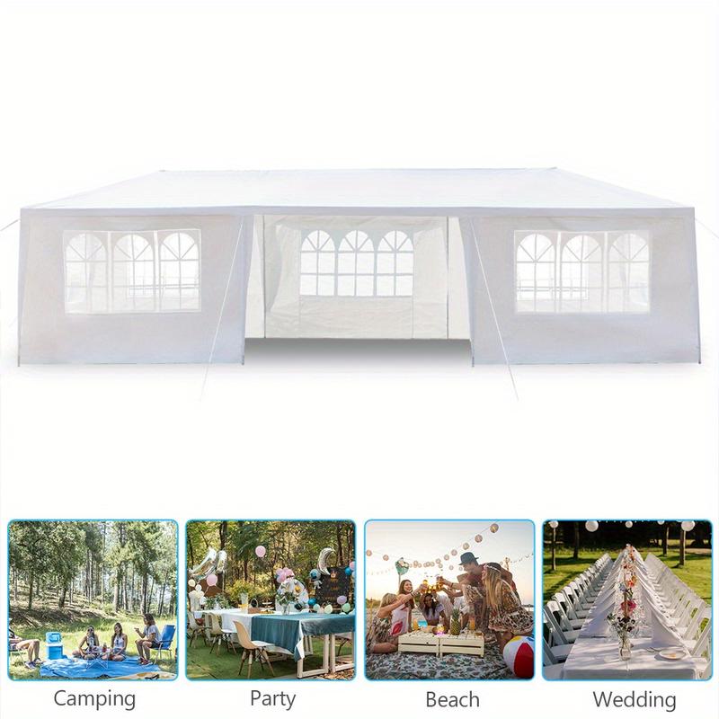 10x30ft Heavy Duty Outdoor Waterproof Canopy Patio Wedding Pavilion Photography Festival Event Party Tent with 7 Removable Side Walls,, White, 40 lbs Strong Iron Frame Material, PE Fabric Spiral Pipe Pergola